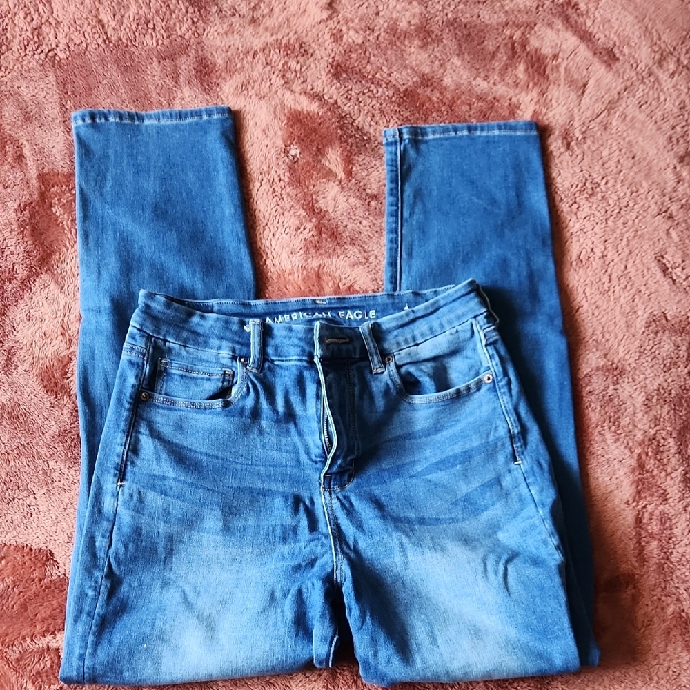 American Eagle Curvy Hi Rise Skinny blue jeans 10 short